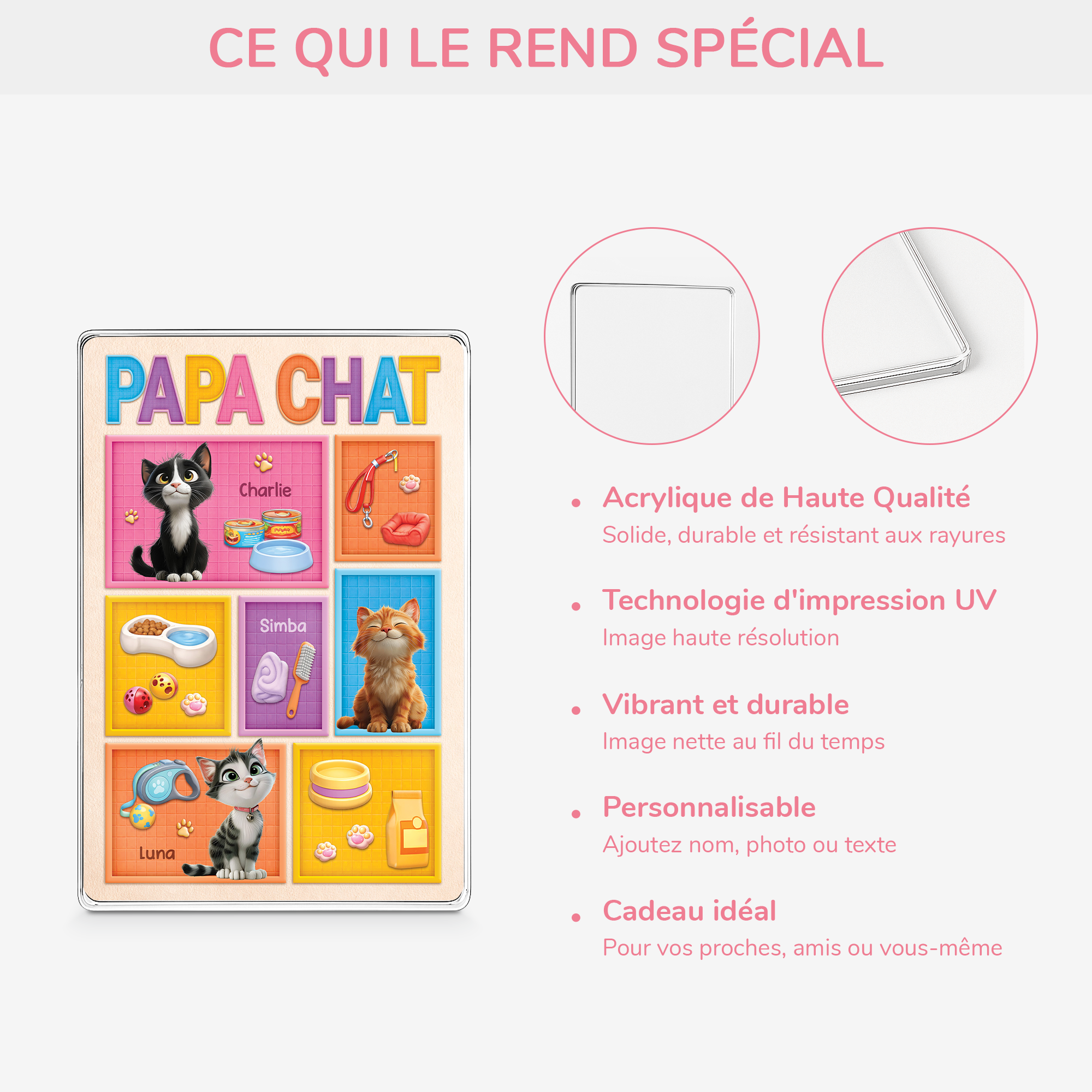 7835RFR4 maman chat plaque en acrylique personnalisee rectangulaire 7835r6xmd