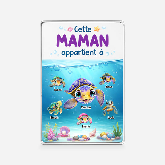 7837RFR1 papa maman appartient a plaque en acrylique personnalisee rectangulaire avec tortue 7837r6vwa_1