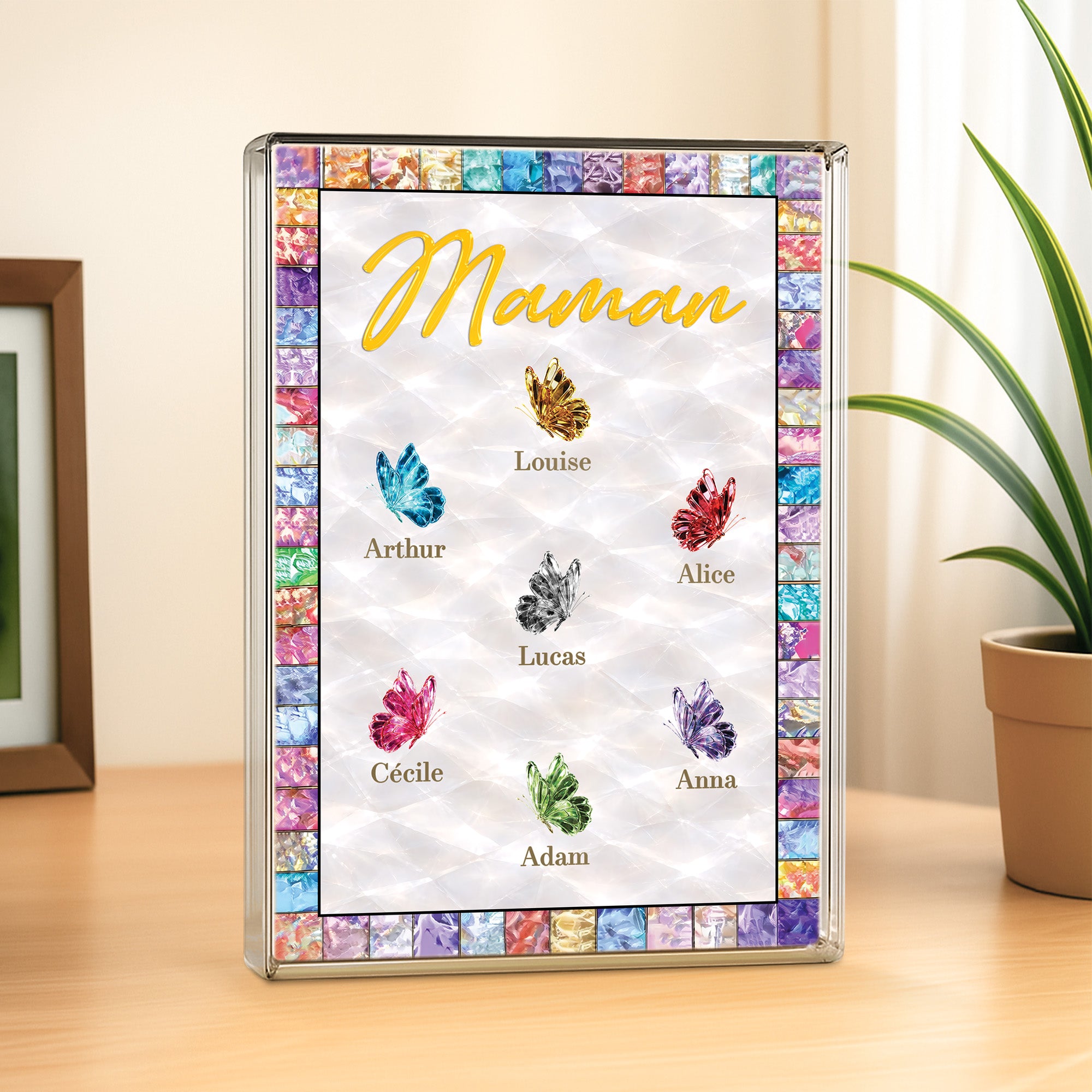 7840RFR2 plaque en acrylique personnalisee rectangulaire cadeau pour ma mamie maman 7840r6lna