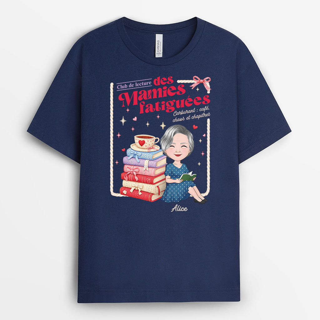 7843AFR1 club des mamans fatiguees t shirt personnalise maman mamie amoureuse des livres 7843a6vna