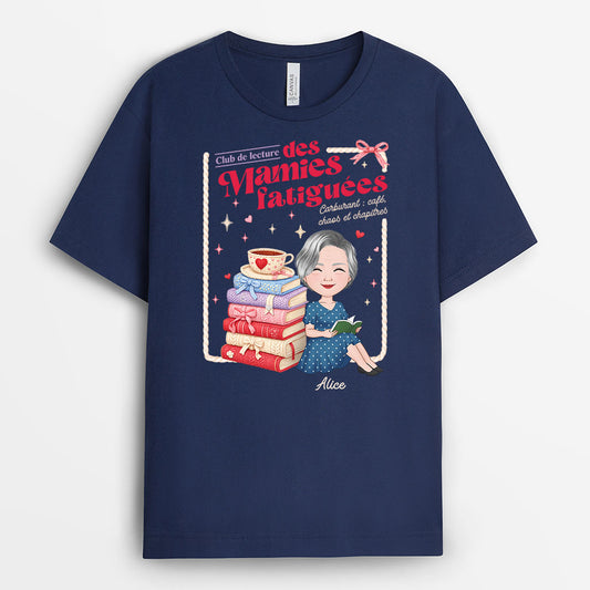 7843AFR1 club des mamans fatiguees t shirt personnalise maman mamie amoureuse des livres 7843a6vna