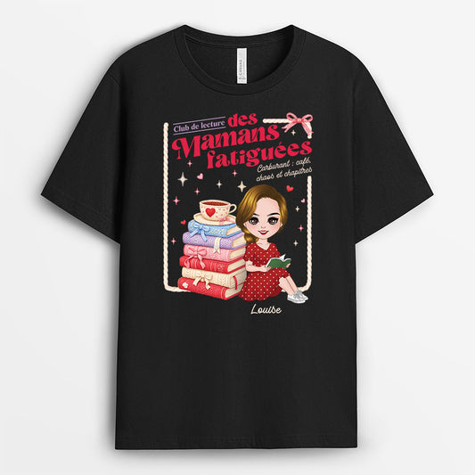 7843AFR2 club des mamans fatiguees t shirt personnalise maman mamie amoureuse des livres 7843a6vna