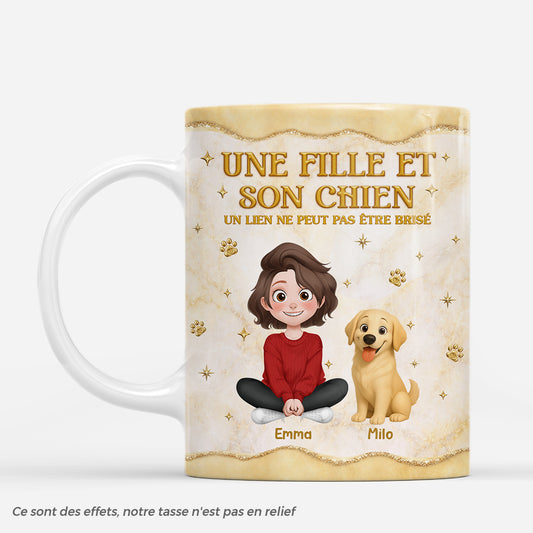 7879MFR1 effet dimpression 3d mug personnalise chien femme avec son joli chien 7879mcpzc