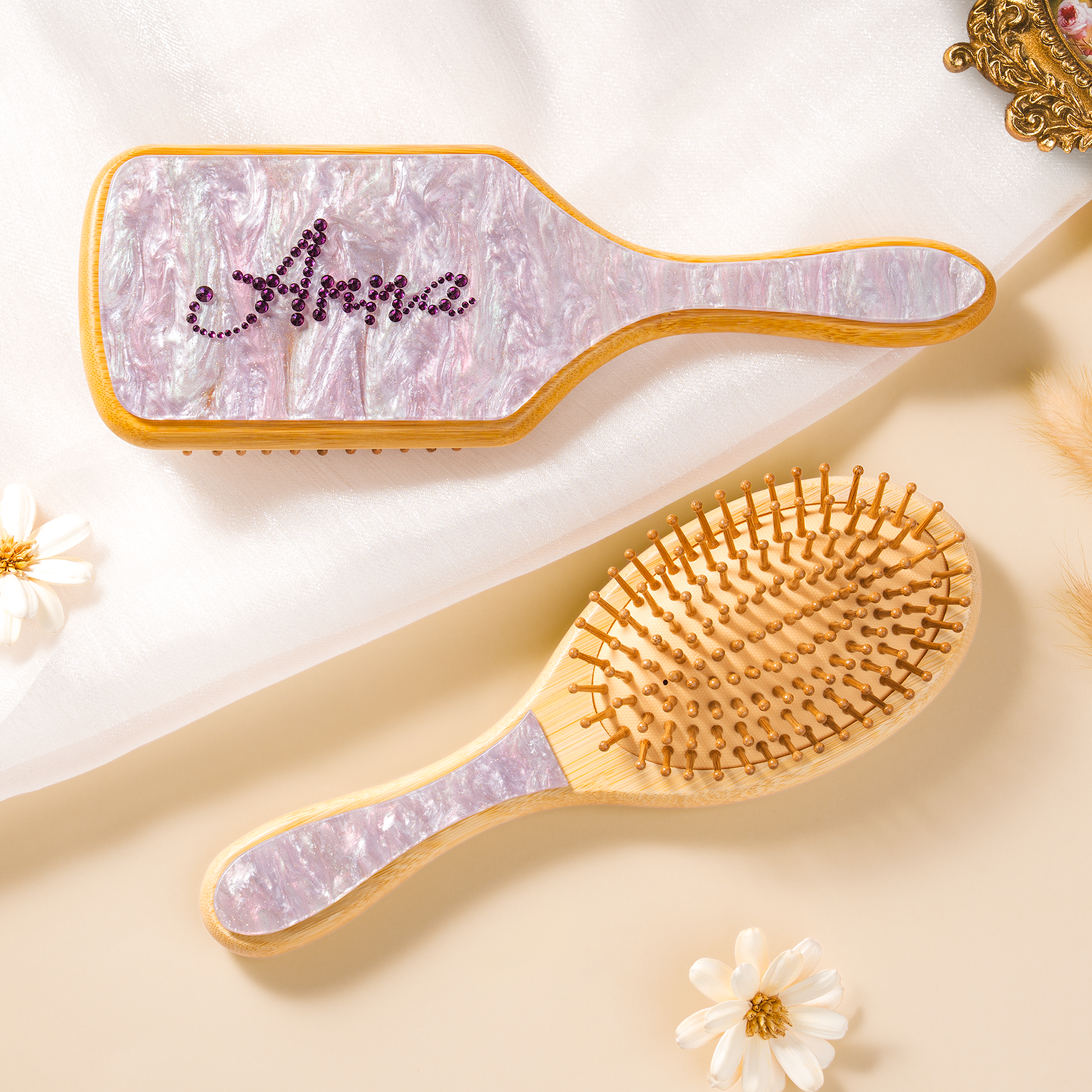 7900AFR2 brosse a cheveux personnalisee en strass avec prenom cadeau scintillant pour elle 7900aq0h5a