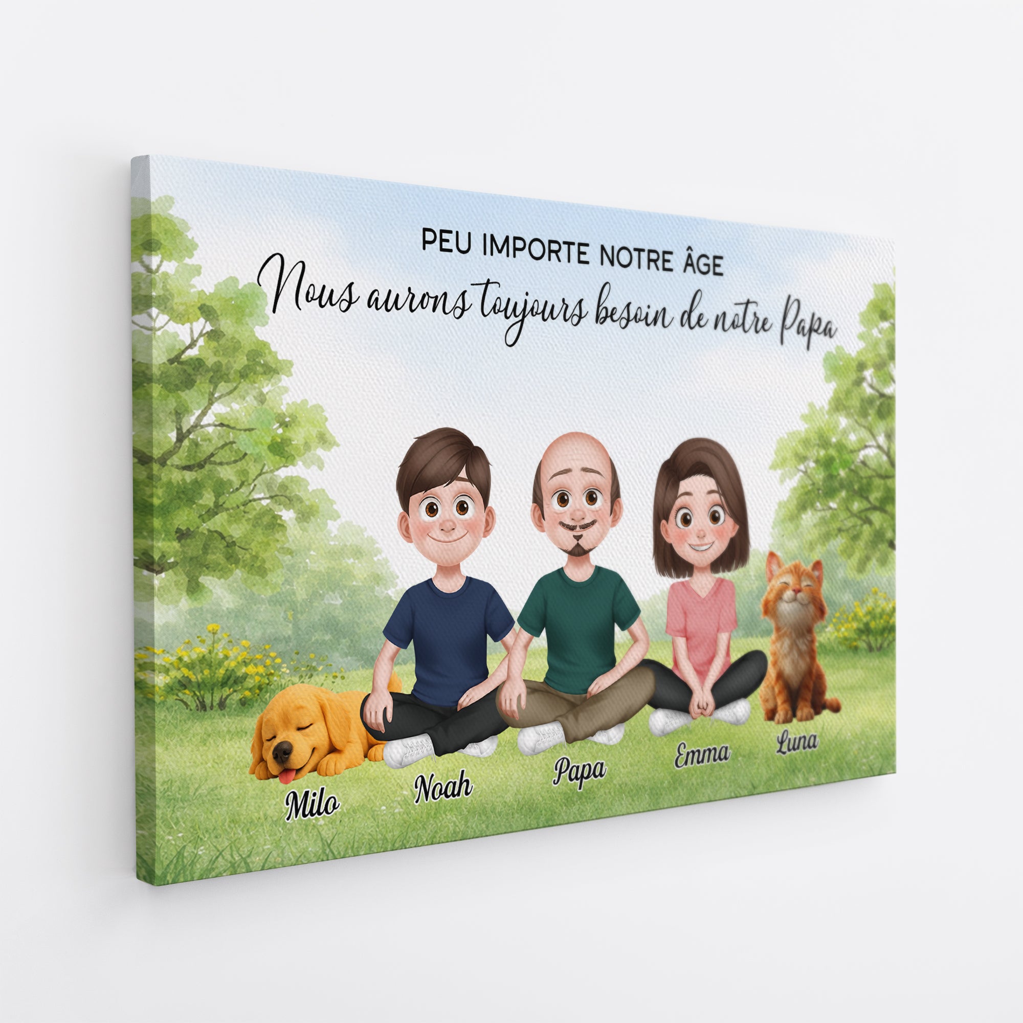 7904CFR2 toujours besoin de notre maman et papa toile personnalisee famile et animaux 7904c8pza