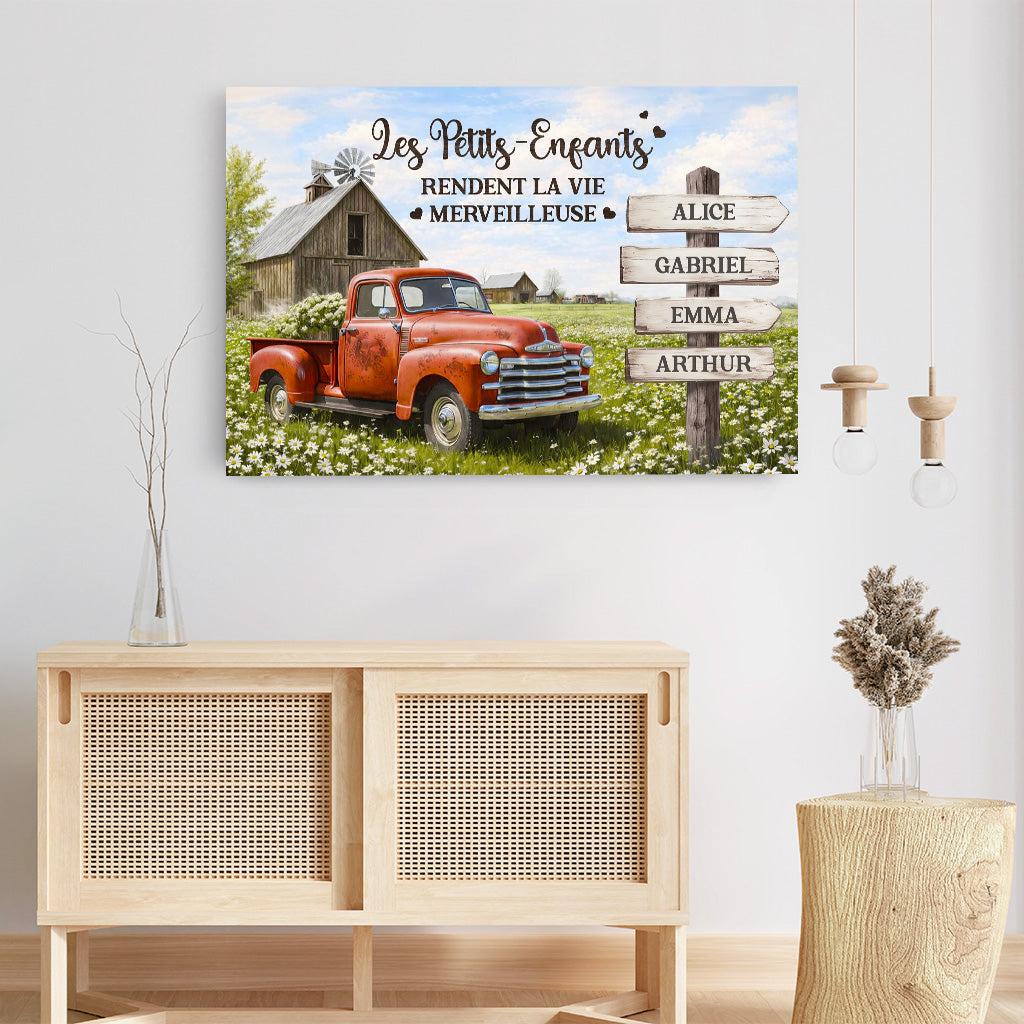7906CFR3 toile personnalisee mamie maman papa papy petits enfants rendent la vie merveilleuse 7906c8lza