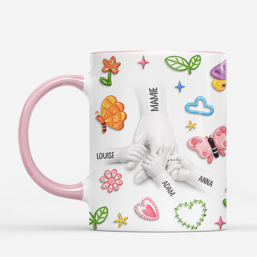 7907MFR2 effet dimpression 3d tenir sa main mug personnalise maman mamie avec fleur 7907m6pna