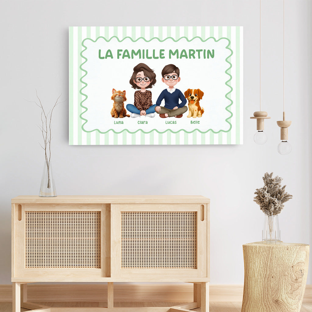 7945CFR1 notre famille avec chat et chien toile personnalisee famille animaux 7945c3vmf_3