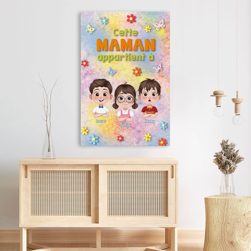 8004CFR3 toile personnalisee maman papa enfant cette maman appartient a 8004c6kaa