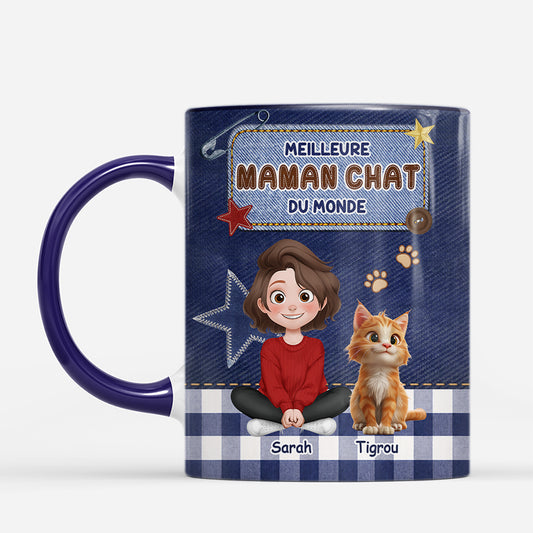 8016MFR2 effet dimpression 3d mug personnalise chat style jean meilleur papa chat 8016mclwd