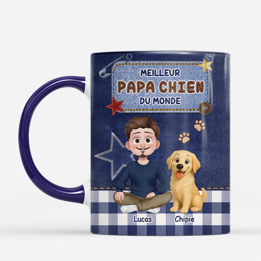 8016MFR2 effet dimpression 3d mug personnalise chien style jean meilleur papa chien 8016mclwc