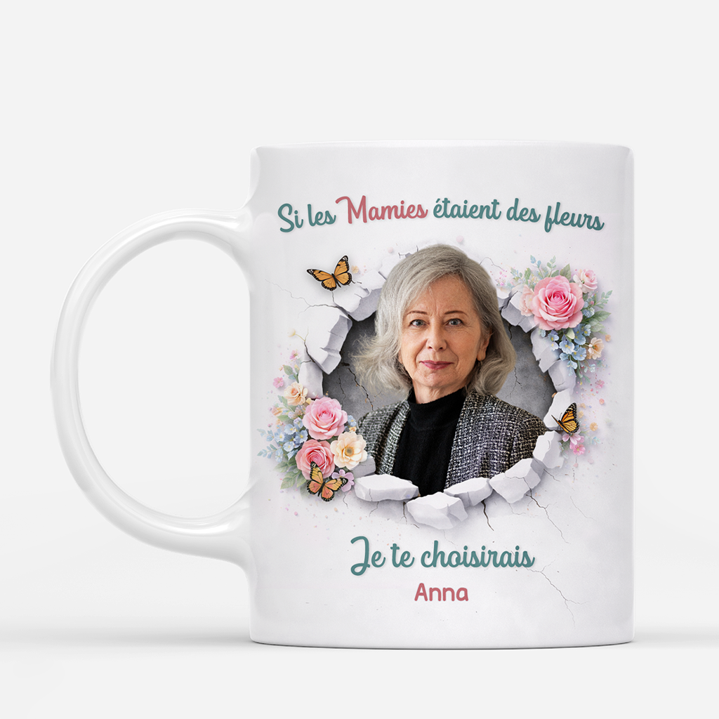 8025MFR2 effet dimpression 3d mug personnalise maman mamie avec photo si tu etait fleur 8025mshca