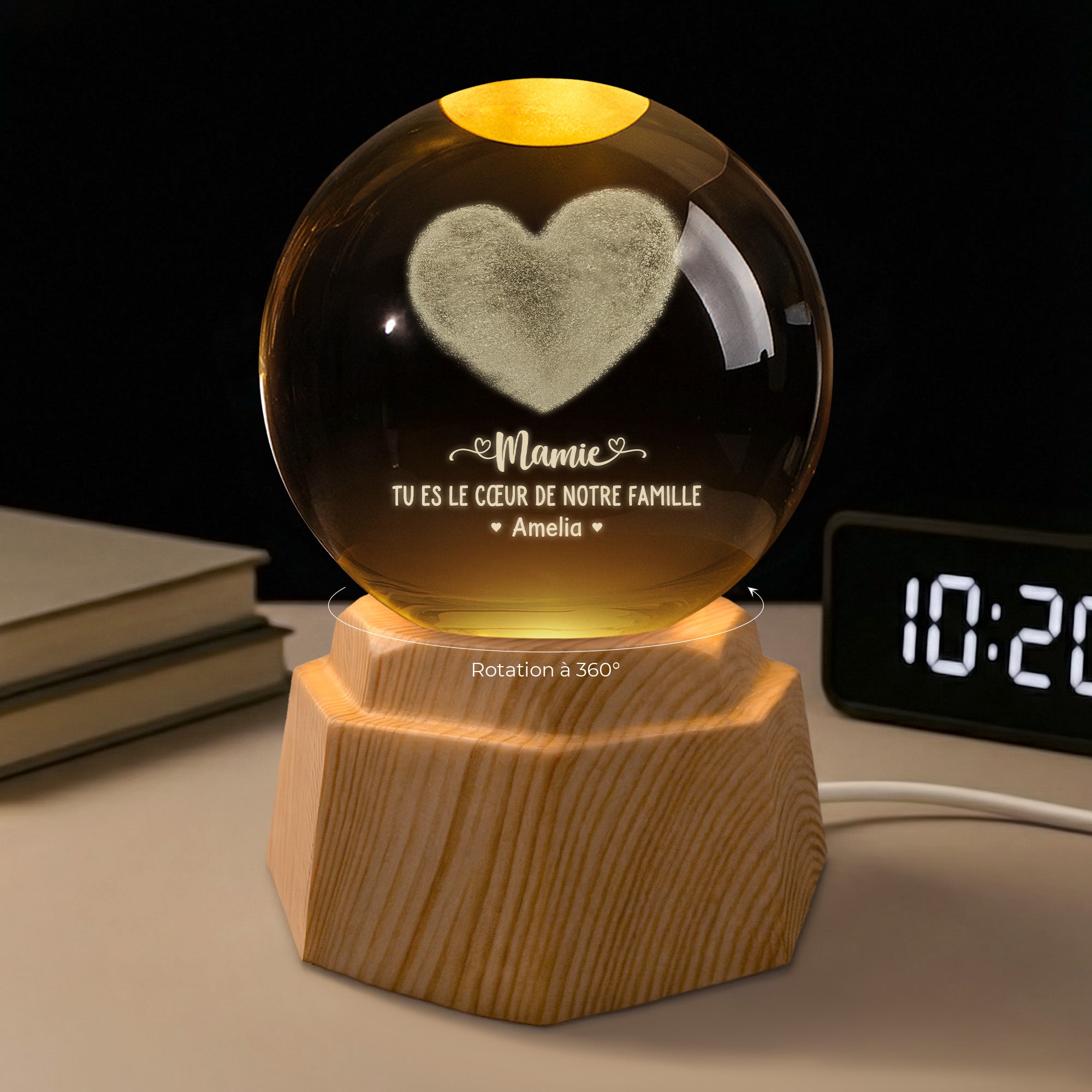 8059LFR2 maman papa le coeur de notre famille veilleuse boule de cristal 3d personnalisee 8059l6pma