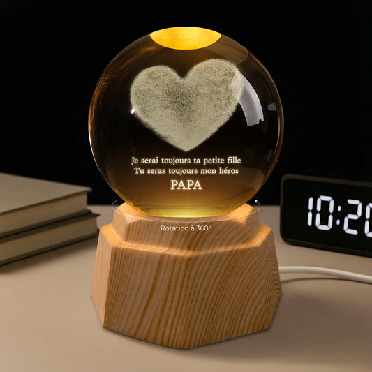 8088LFR1 maman papa mon heros veilleuse boule de cristal 3d personnalisee 8088l8fwb