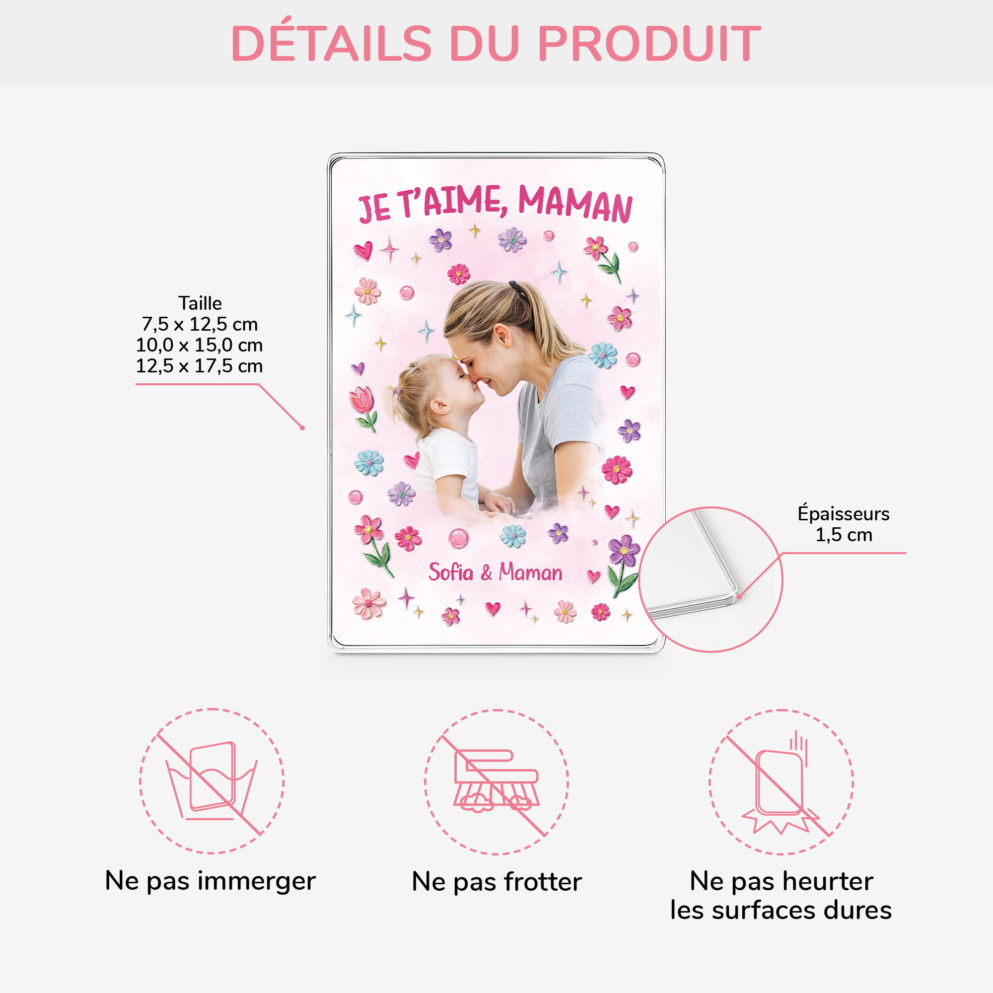 8100RFR3 plaque en acrylique personnalisee rectangulaire photo maman papa je taime 8100r8kaa