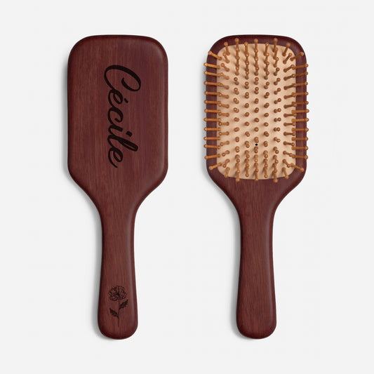 8125AFR1 cadeau fleur pour femme brosse en bois cheveux personnalisee gravee avec prenom 8125aq6pca