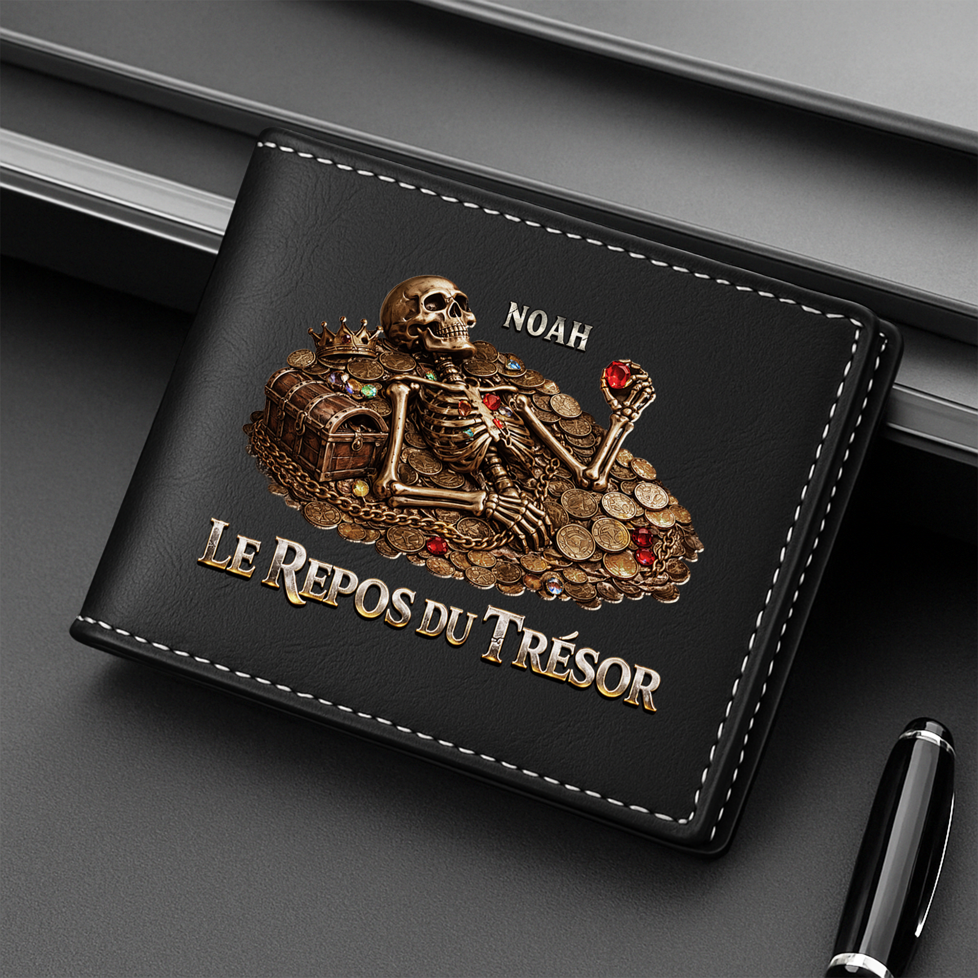 8132JFR2 effet dimpression 3d repos du tresor portefeuille cuir personnalise homme 8132j6xmb