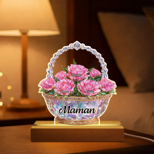 8142LFR1 veilleuse personnalisee panier de fleurs cadeau maman mamie 8142ltkwa