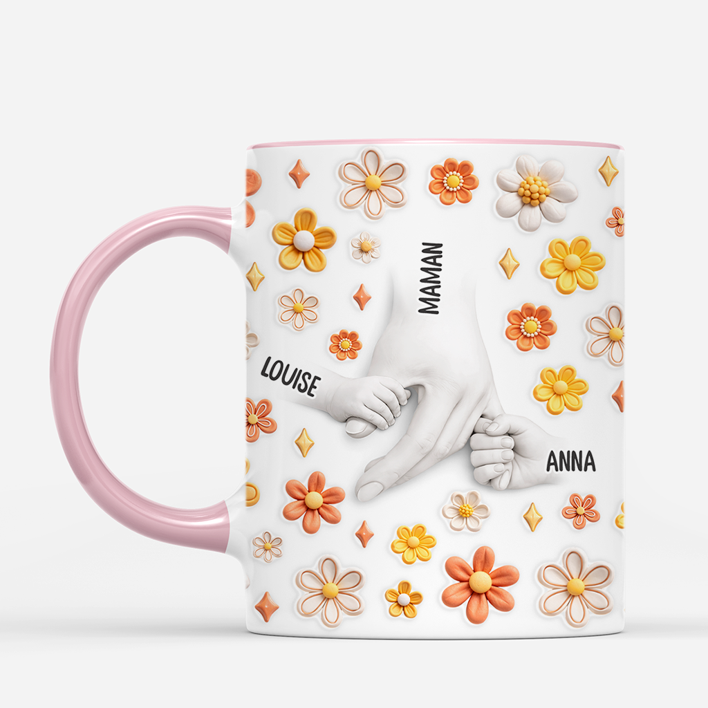 8151MFR2 effet dimpression 3d tenir la main de maman mug personnalise mamie maman 8151msfca