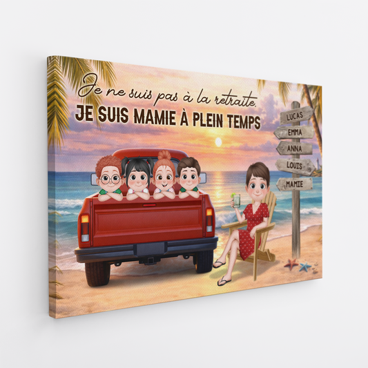 8160CFR2 cadeau retraite papy mamie a plein temps toile personnalisee famille 8160csxwa