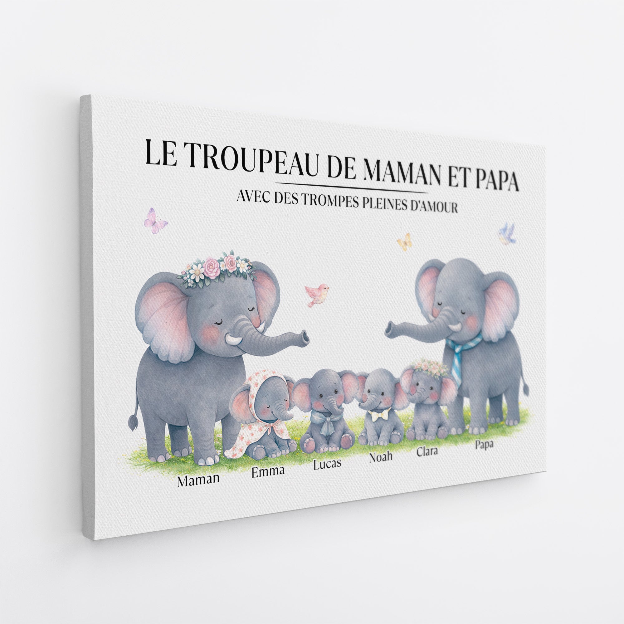 8168CFR1 le troupeau de maman papa elephant toile personnalisee famille 8168cnvmi_3