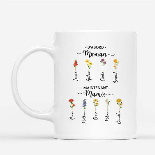 8192MFR1 dabord maman ensuite mamie avec jardin de fleur mug a personnaliser 8192m8v5a_2