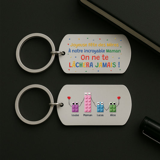 8216JFR2 effet dimpression 3d porte cle aluminium personnalise joyeuse fete des papa maman 8216j8qnb