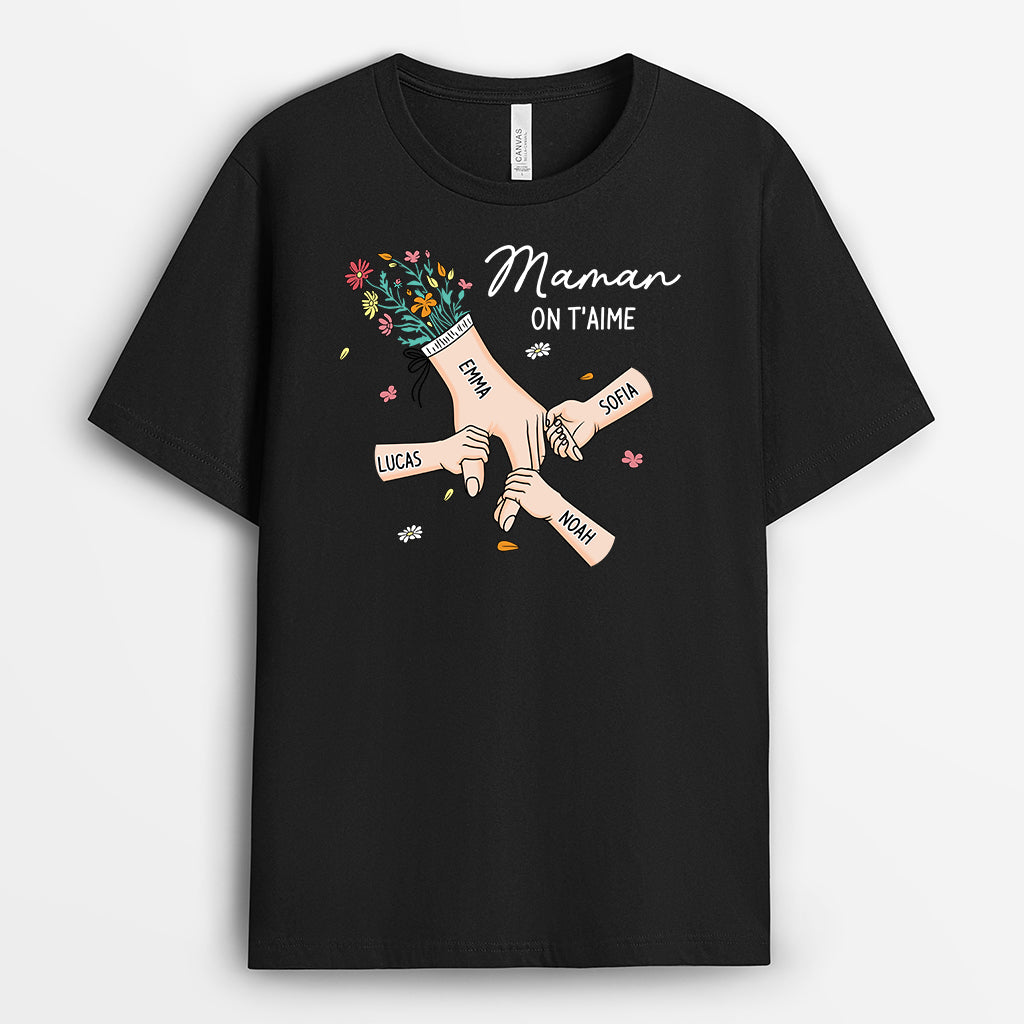 8227AFR1 main dans la main avec enfants tee shirt personnalise maman mamie 8227a6paa