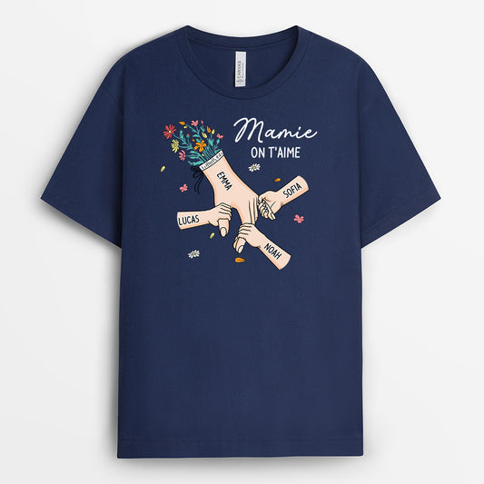 8227AFR2 main dans la main avec enfants tee shirt personnalise maman mamie 8227a6paa