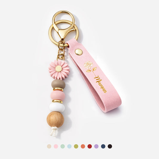 8275MFR1 effet dimpression 3d cadeau maman mamie porte cles personnalise marguerite en perles 8275mj6pwa