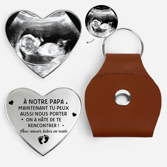8296AFR1 cadeau futur papa avec bebe en route calin de poche coeur personnalise avec_ photo 8296ajaq5b