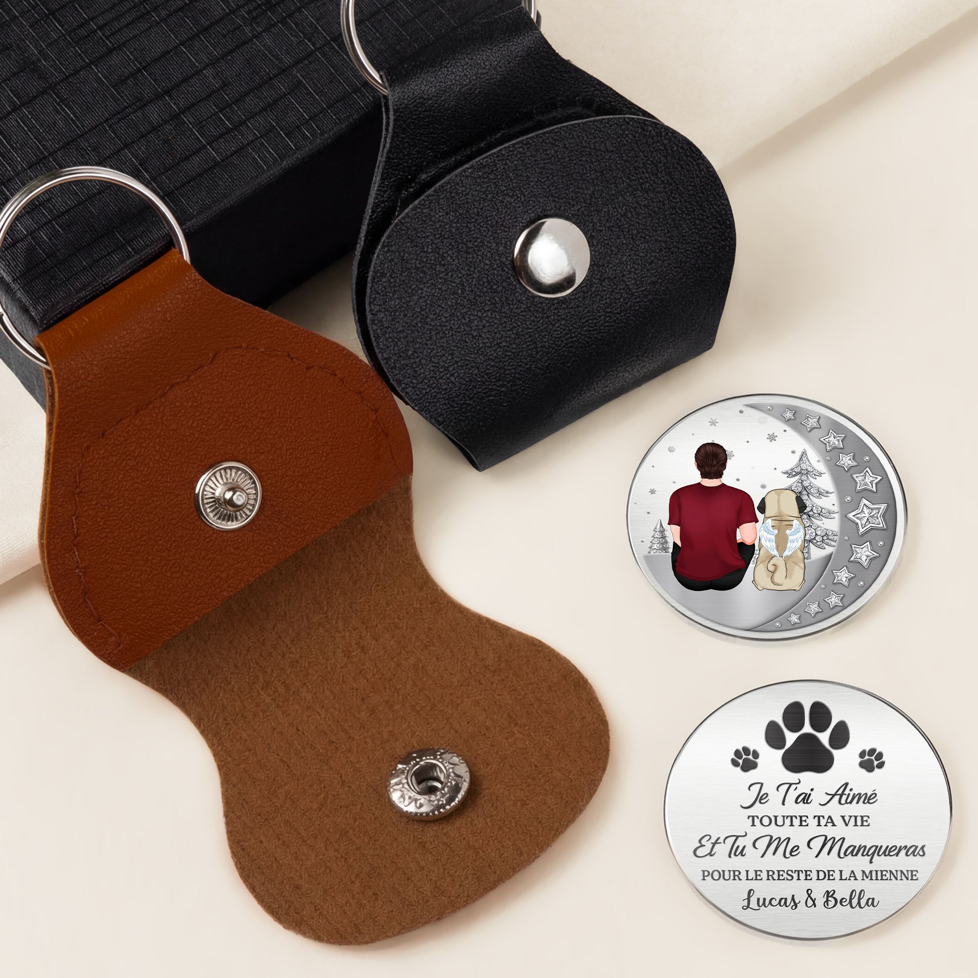 8306AFR2 effet dimpression 3d je t_ai aime toute ta vie calin de poche personnalise commemoratif pour chien 8306ajnvmc