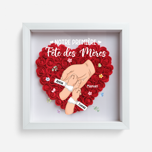 8308OFR1 notre premiere fete des meres boite a fleurs_ personnalisee cadeau maman papa 8308otewa