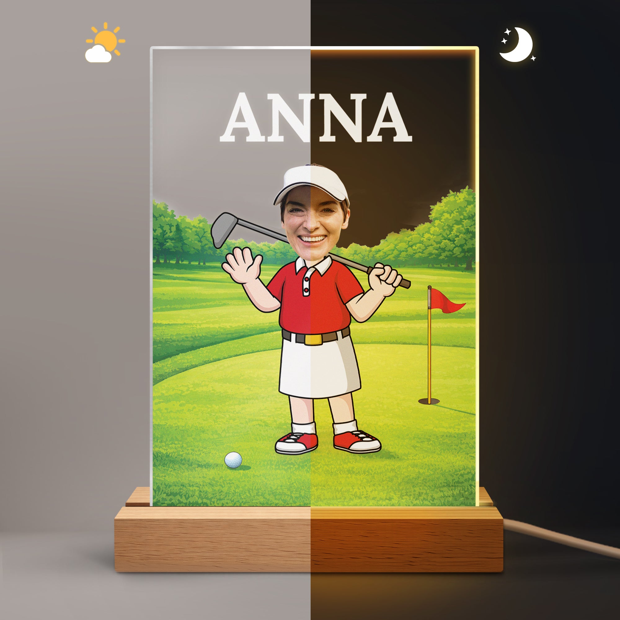 8311LFR2 cadeau papa golfeur papy golfeur veilleuse personnalise photo 8311lcpcb