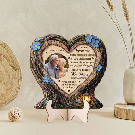 8345QFR2 effet dimpression 3d mon reine pour toujous plaque bois personnalisee photo de couple 8345qsqtg