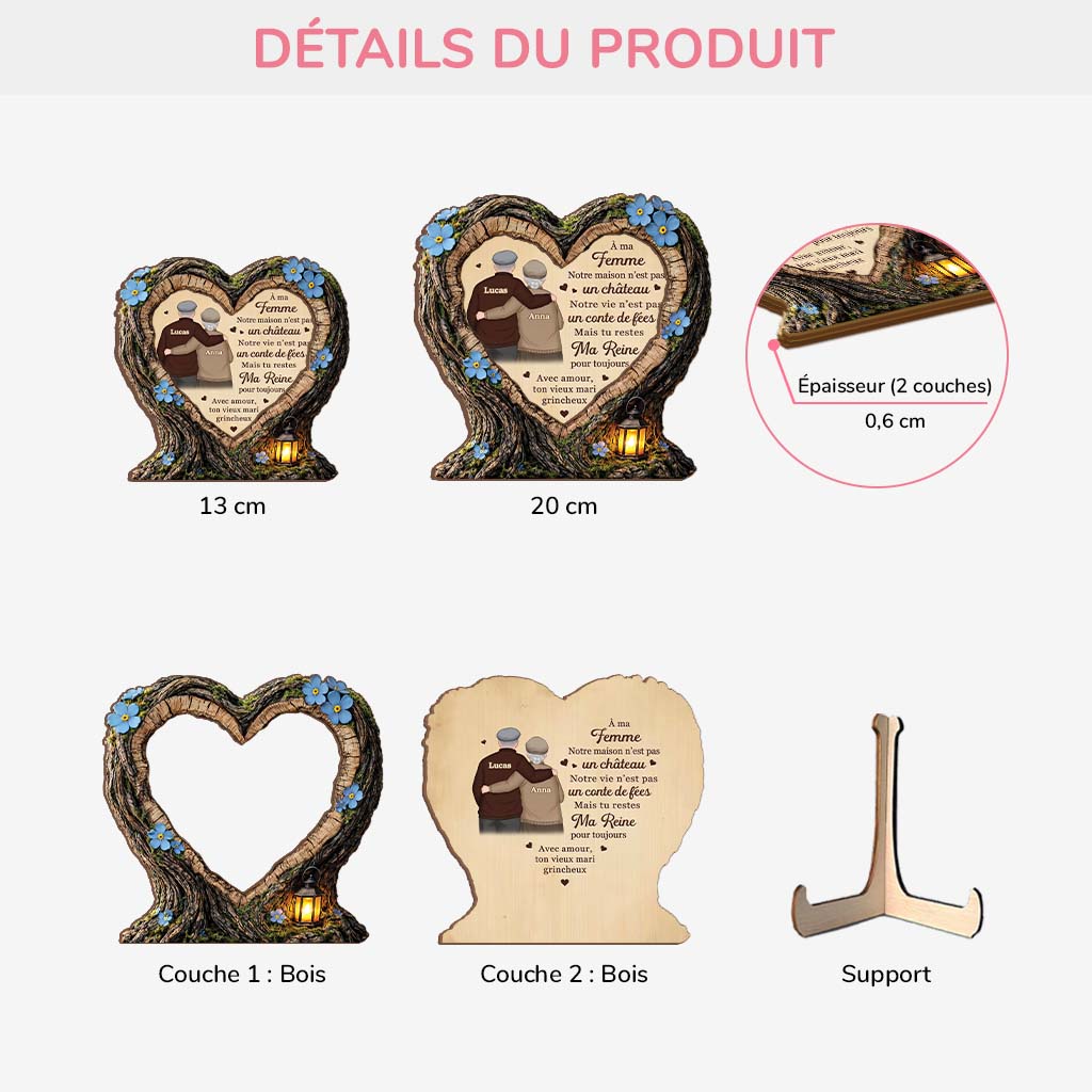 8345QFR3 effet dimpression 3d mon reine pour toujous plaque bois personnalisee photo de couple 8345qsqtg