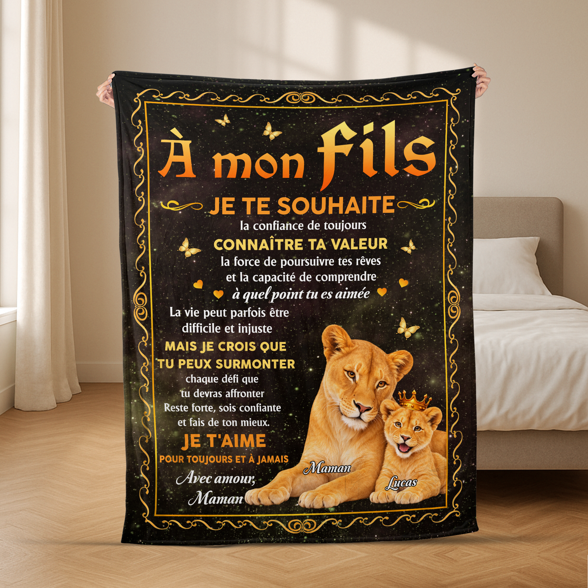 8397BF2 je taime ma fille mon fils plaid personnalisable enfant 8397b8fwk