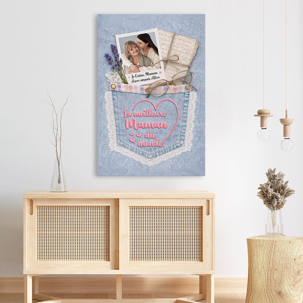 8412CFR3 effet dimpression 3d toile personnalisee mamie maman avec photo je taime maman 8412cnlna