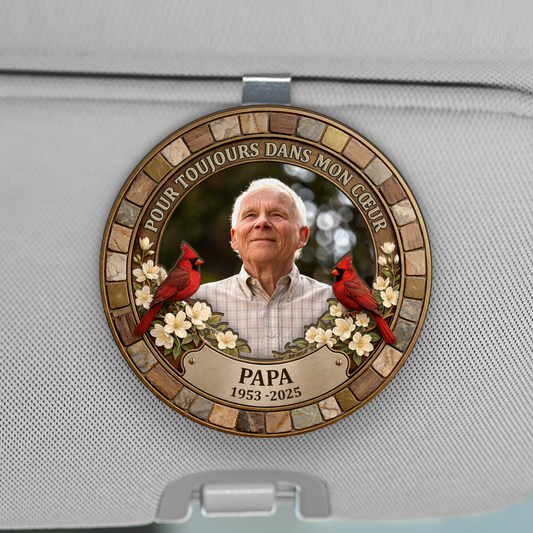 8431GFR1 papa maman toujours dans mon coeur clip pare soleil de voiture personnalise photo commemorative 8431gtfwb