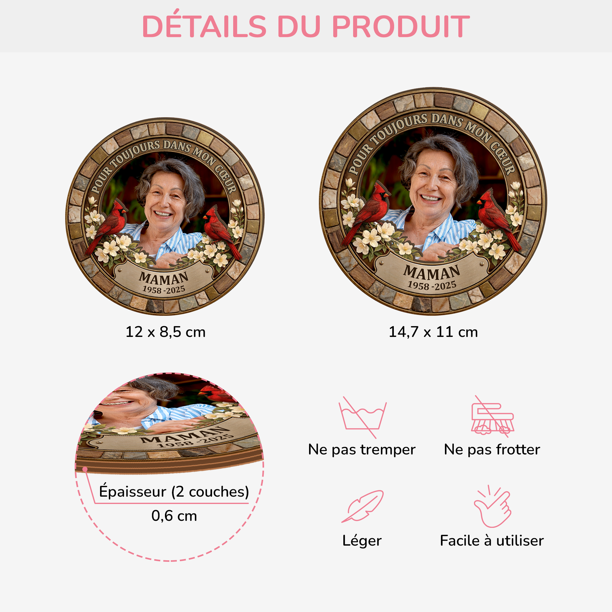 8431GFR4 papa maman toujours dans mon coeur clip pare soleil de voiture personnalise photo commemorative 8431gtfwb