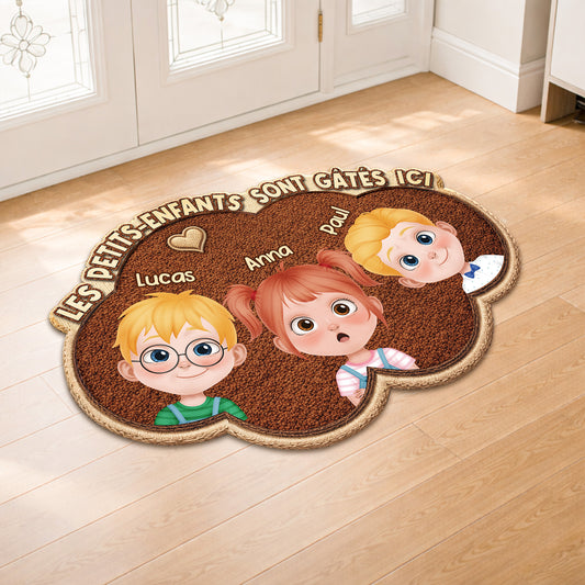 8432AFR2 paillasson personnalise a forme decoupee petits enfants de papy et mamie 8432adtkta