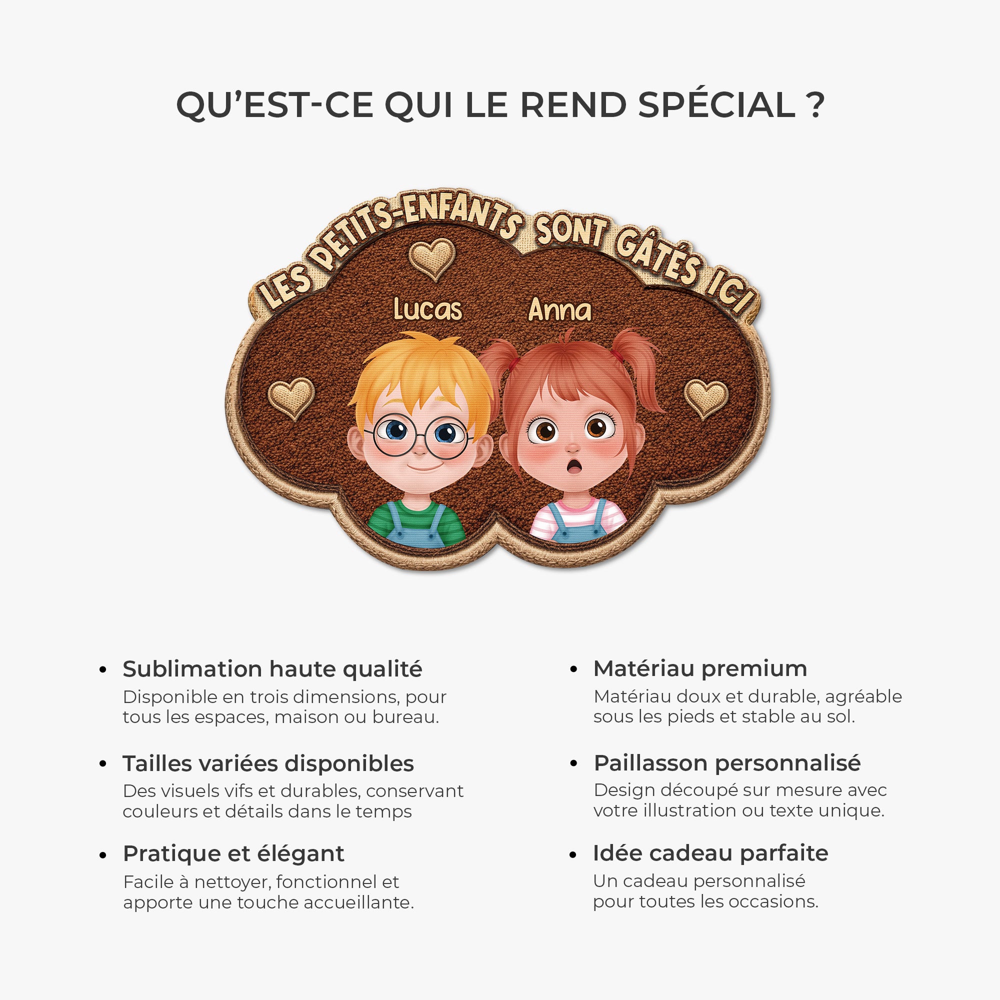 8432AFR6 paillasson personnalise a forme decoupee petits enfants de papy et mamie 8432adtkta