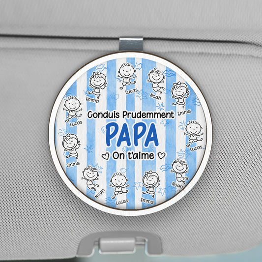 8433GFR1 conduis prudemment clip pare soleil voiture personnalise papa maman 8433gtyeb