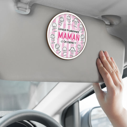 8433GFR2 conduis prudemment clip pare soleil voiture personnalise papa maman 8433gtyeb