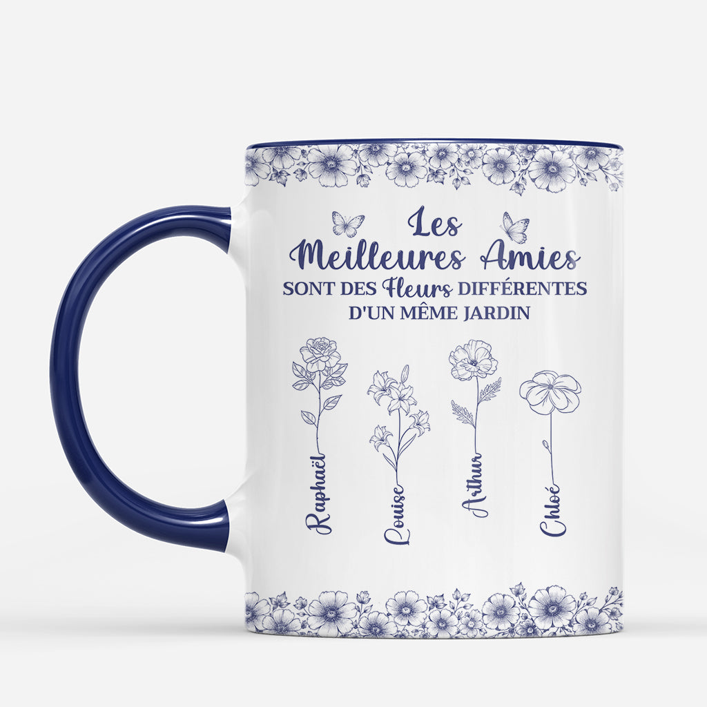 8443MFR1 fleurs differentes mug personnalise soeur et amie style toile bleue 8443msvne_1