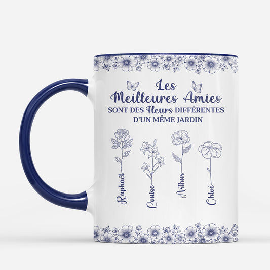 8443MFR1 fleurs differentes mug personnalise soeur et amie style toile bleue 8443msvne_1
