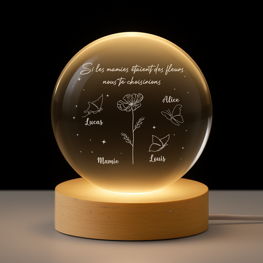 8446LFR1 si maman mamie etait fleur dans le jardin veilleuse boule de cristal personnalisee 8446lsena
