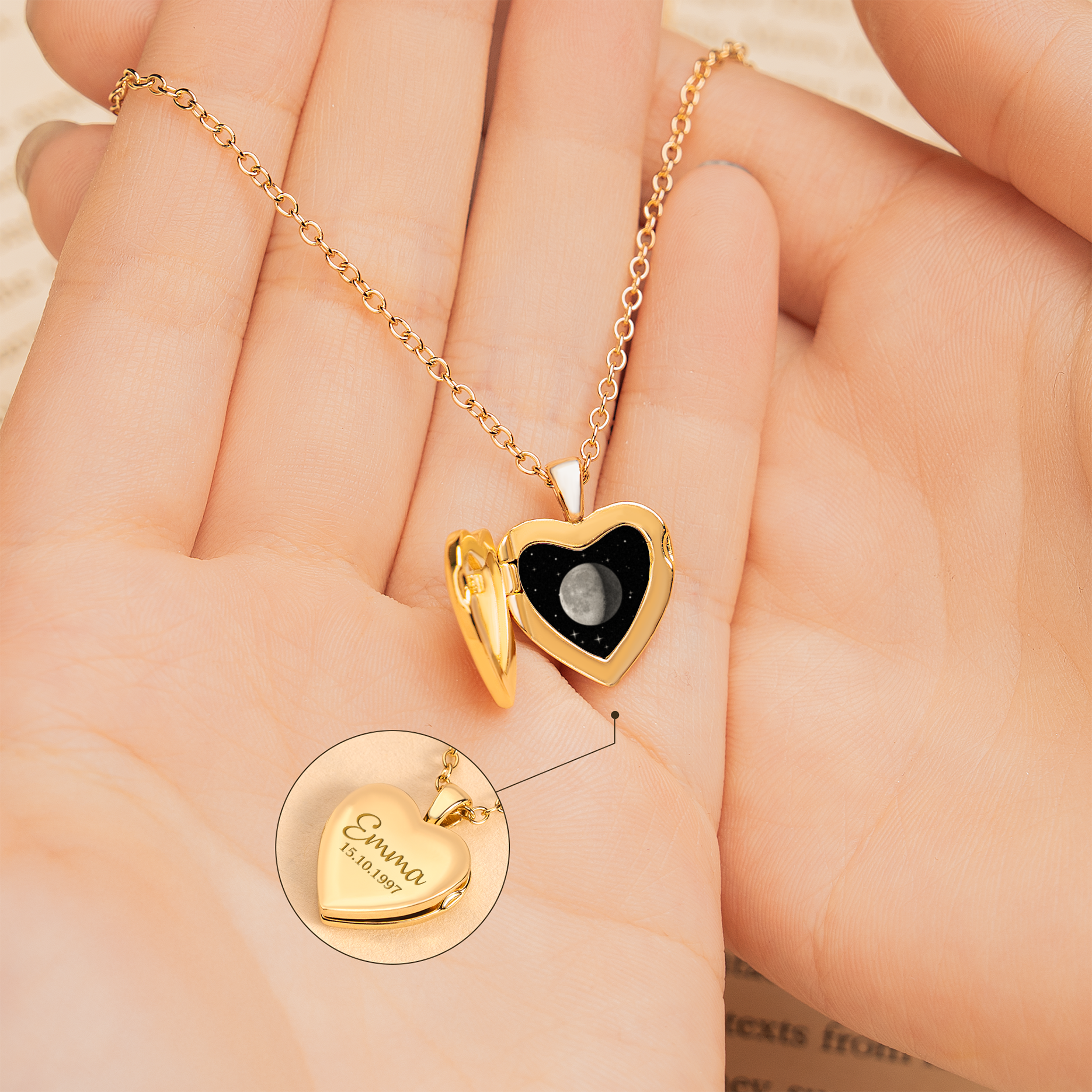 8471JFR2 cadeau anniversaire avec phase de la lune collier personnalise femme photo 8471j8f5a