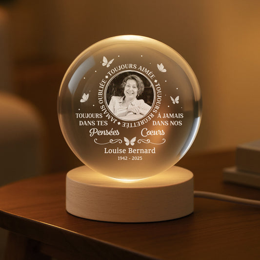 8529LFR2 maman papa aimes pour toujours veilleuse boule de cristal personnalisee photo commemorative 8529lcqlb