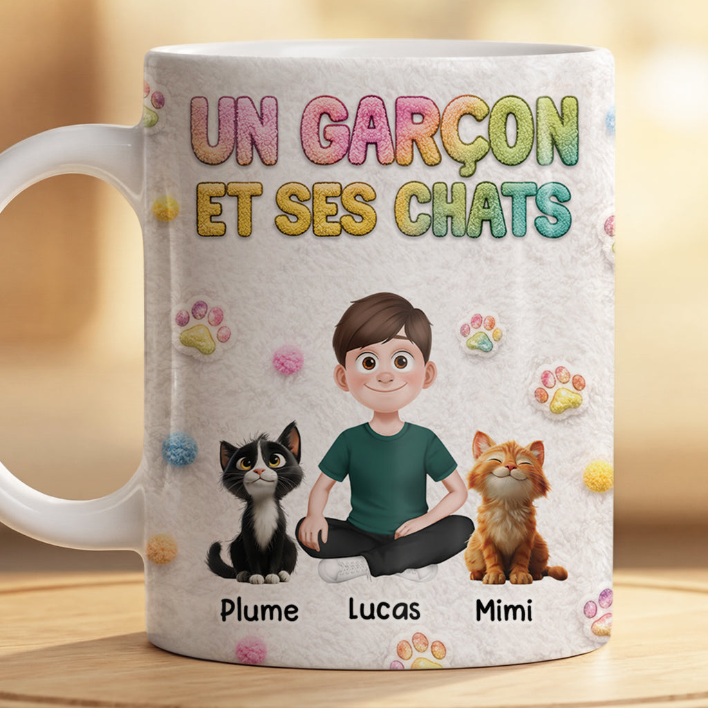 8532MFR2 effet dimpression 3d un homme et son chat mug personnalise dessin 8532mtptd